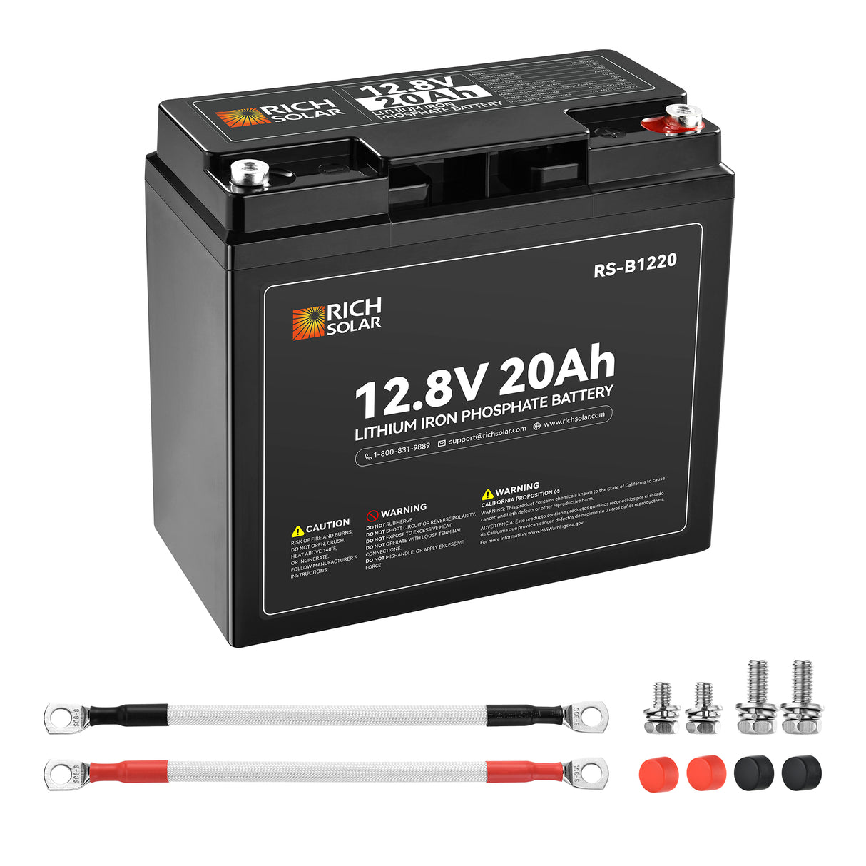 12V 20Ah LiFePO₄ Battery | 256Wh Lithium Battery, 3,000+ Cycles | for RV, Solar, Off-Grid, Marine & Backup - RICH SOLAR