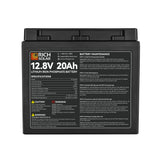 12V 20Ah LiFePO₄ Battery | 256Wh Lithium Battery, 3,000+ Cycles | for RV, Solar, Off-Grid, Marine & Backup - RICH SOLAR