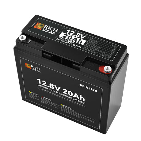 12V 20Ah LiFePO₄ Battery | 256Wh Lithium Battery, 3,000+ Cycles | for RV, Solar, Off-Grid, Marine & Backup - RICH SOLAR