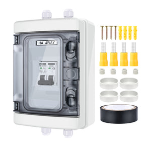 2 Pole Outdoor Circuit Breaker Box | Outdoor Circuit Breaker Box with 2 Poles and Solar Isolator Disconnect Switch | Choose Amp: 30A, 40A, 60A, 80A, 120A - RICH SOLAR