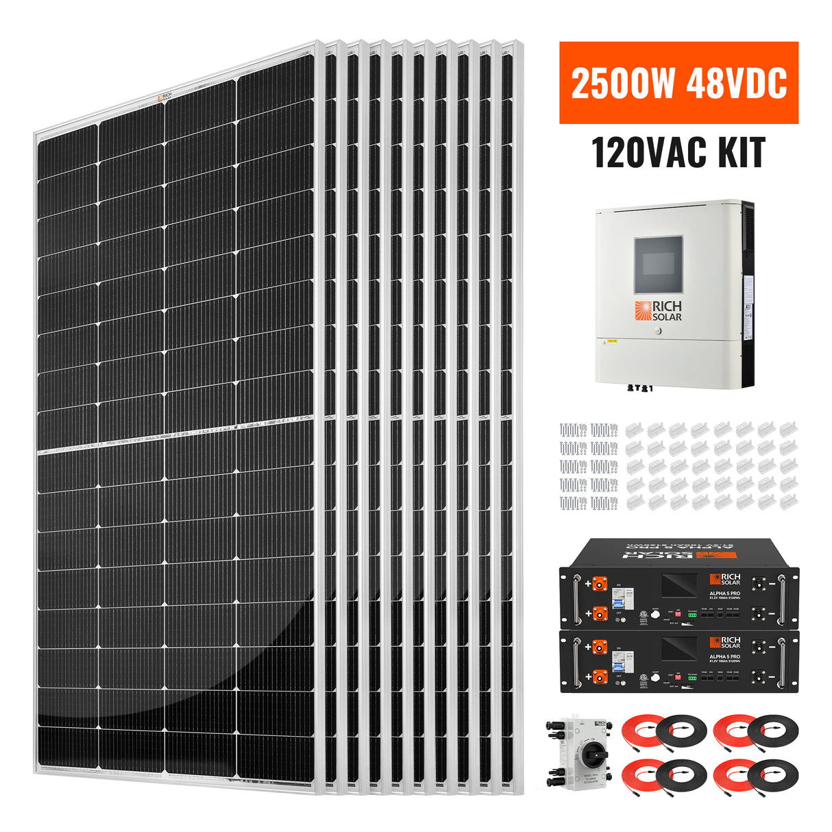 2500W 48VDC-120VAC Solar Kit