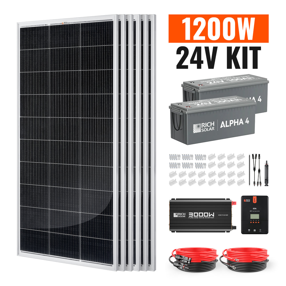 Rich Solar 1200W complete solar kit for RV and tiny home power systems