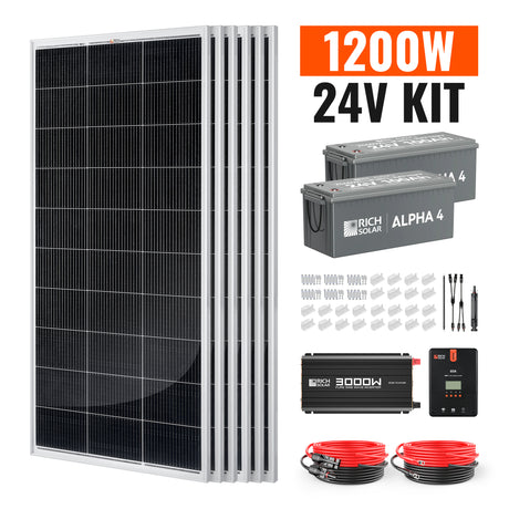 1200 Watt 24V Complete Solar Kit - RICH SOLAR