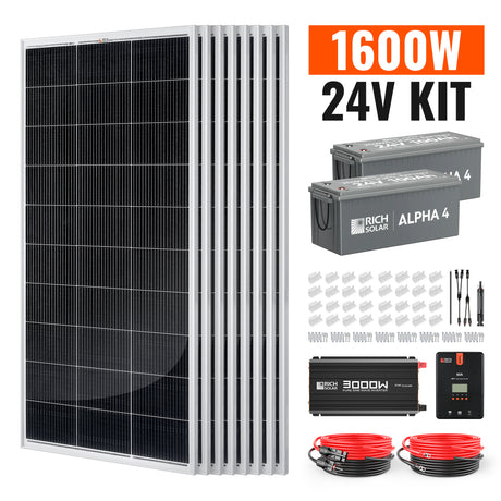 1600 Watt 24V Complete Solar Kit - RICH SOLAR