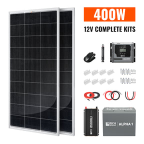 Complete 400W Solar Kit with Battery & Inverter | Off-Grid Solar Power System for RVs, Vans, Cabins & Backup Power | Complete Energy Solution - RICH SOLAR