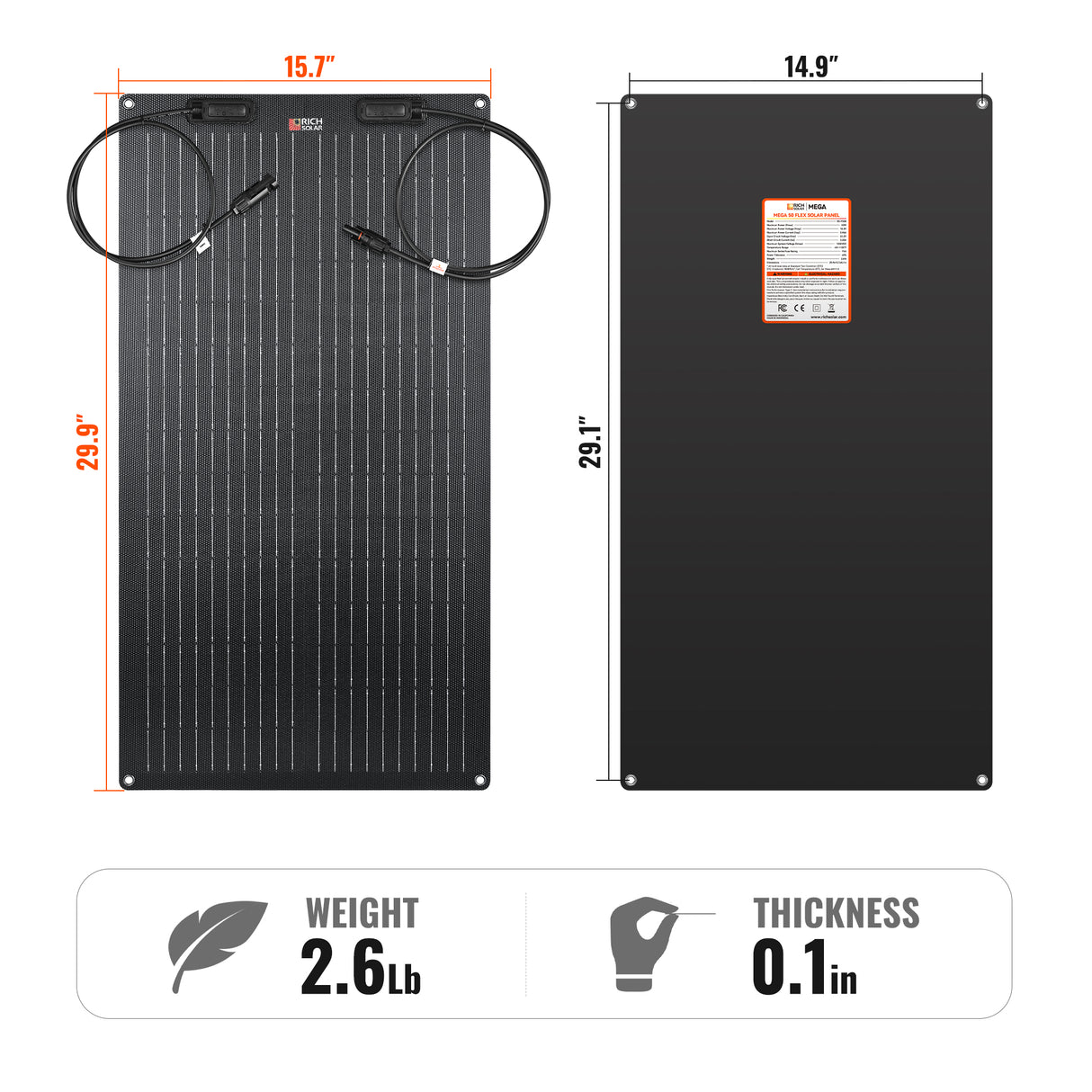 MEGA 50 FLEX | 50W 12V Flexible Solar Panel | Ultra-Lightweight, IP68 Junction Box, for RV, Marine, Off-Grid & Overland - RICH SOLAR