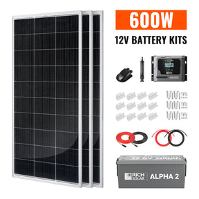 600W Solar Kit with Battery | Solar + Energy Storage Kit for RVs, Vans & Off-Grid Applications | Expandable Solar Power - RICH SOLAR