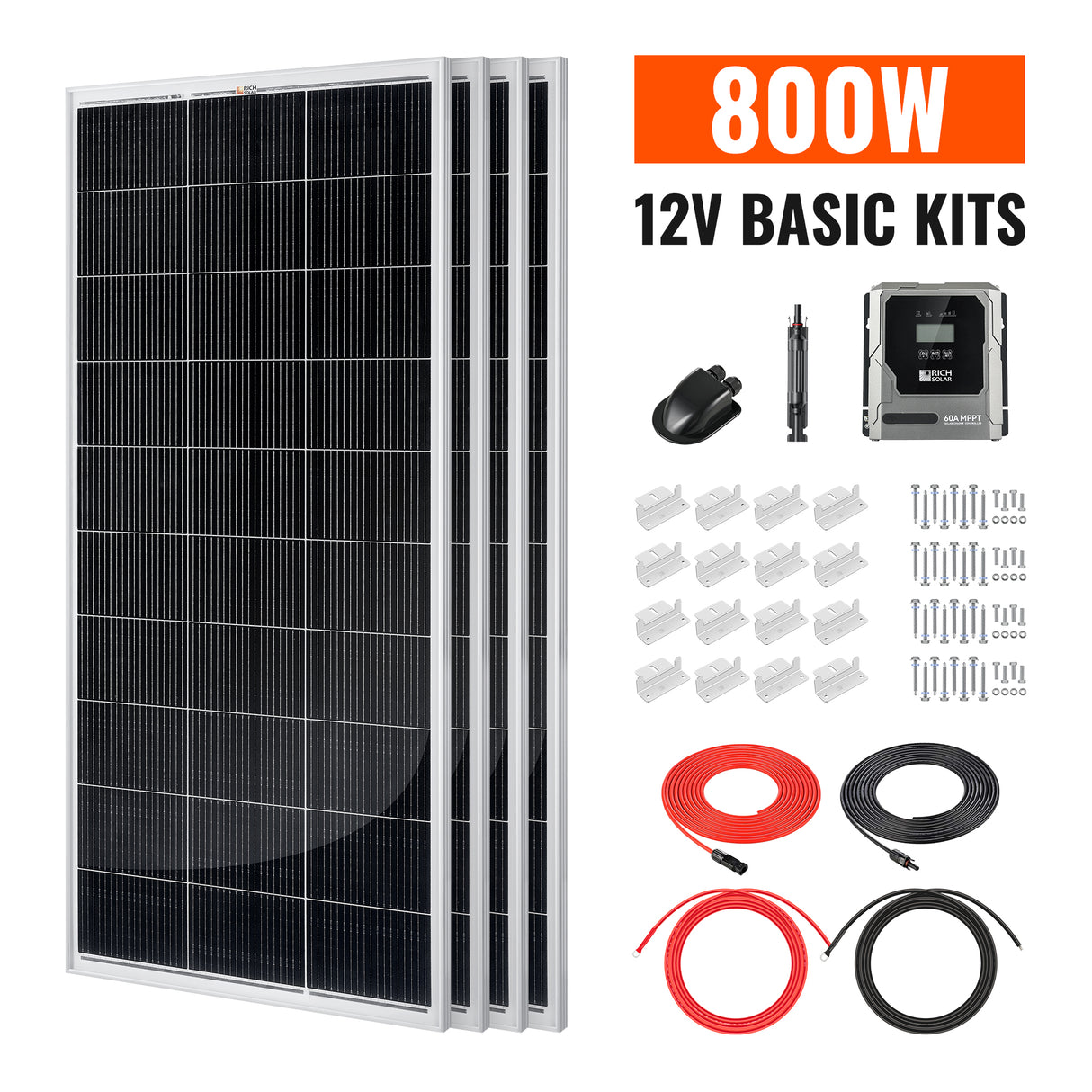 Basic 800 Watt Solar Kit | Solar Panel & Charge Controller Kit for RVs, Vans & Off-Grid Applications | Expandable Solar Charging - RICH SOLAR