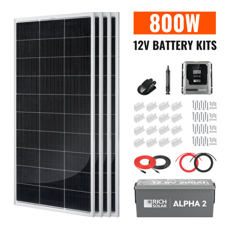 800W Solar Kit with Battery | Solar + Energy Storage Kit for RVs, Vans & Off-Grid Applications | Expandable Solar Power - RICH SOLAR