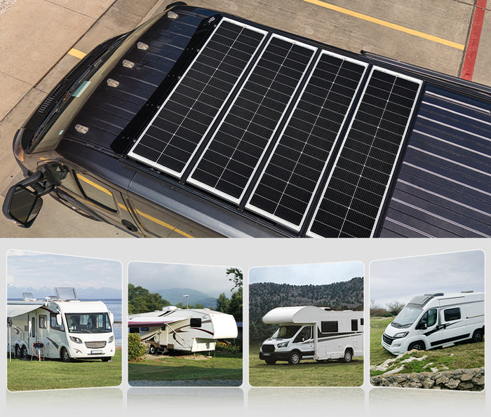 Rich Solar MEGA 100 SLIM narrow profile fitting Class A RV Class B van roof
