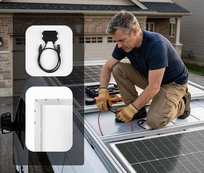 Rich Solar MEGA 100 SLIM pre-drilled holes 4ft MC4 cables easy installation