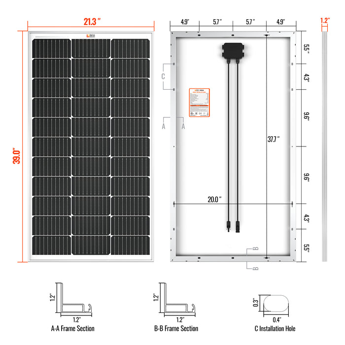 Rich Solar MEGA 100 full panel view outdoor installation