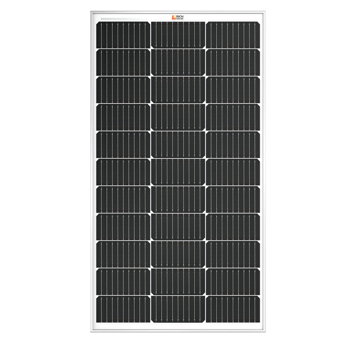 Rich Solar MEGA 100 frame corner and mounting hole detail