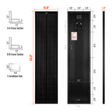 MEGA 130 SLIM ONYX | 130 Watt Slim Solar Panel | Compact 12V Narrow Panel for Vans, Campers, Boats  | 25-Year Output Warranty - RICH SOLAR