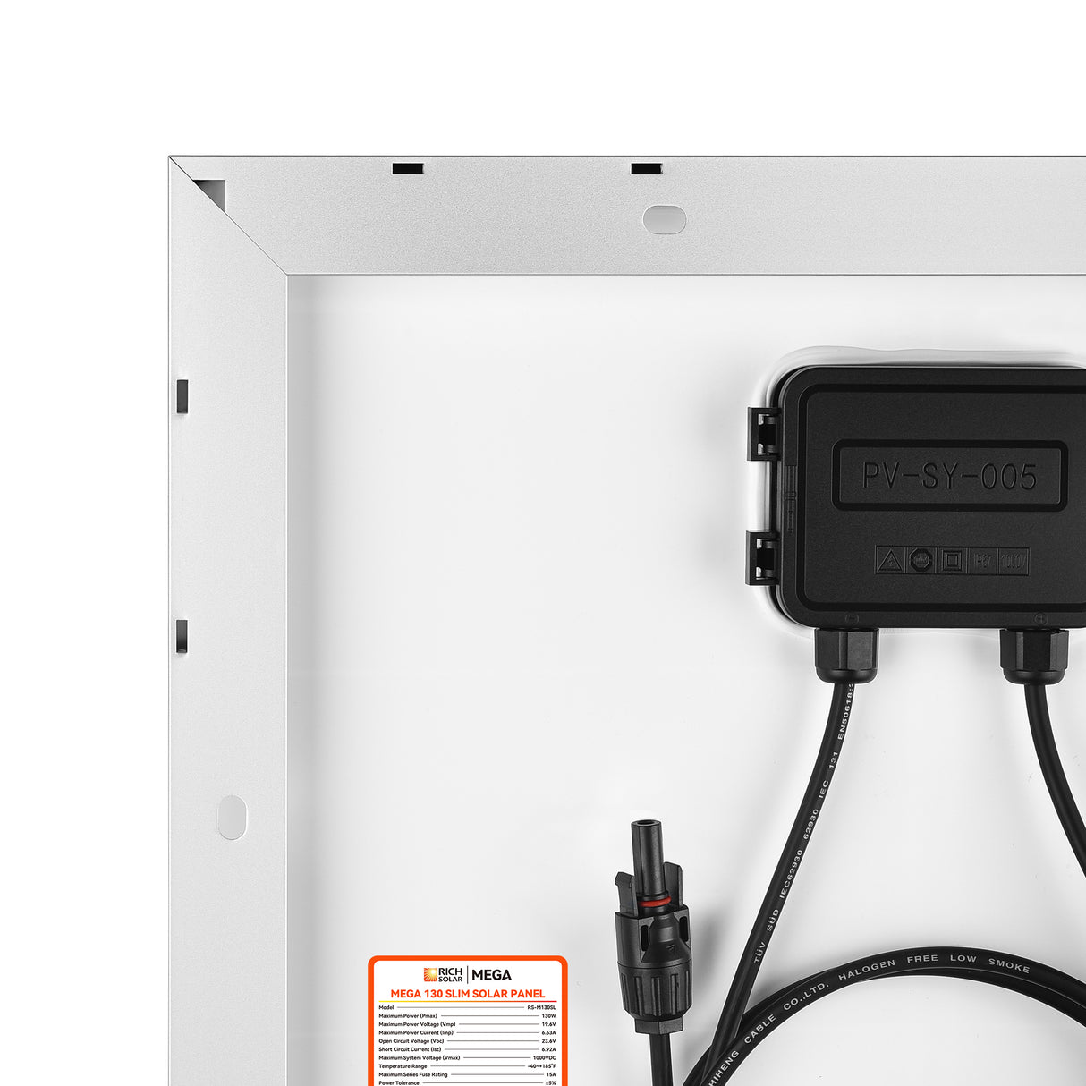 MEGA 130 SLIM | 130 Watt Slim Solar Panel | Compact 12V Narrow Panel for Vans, Campers, Boats  | UL Certified BACKORDER