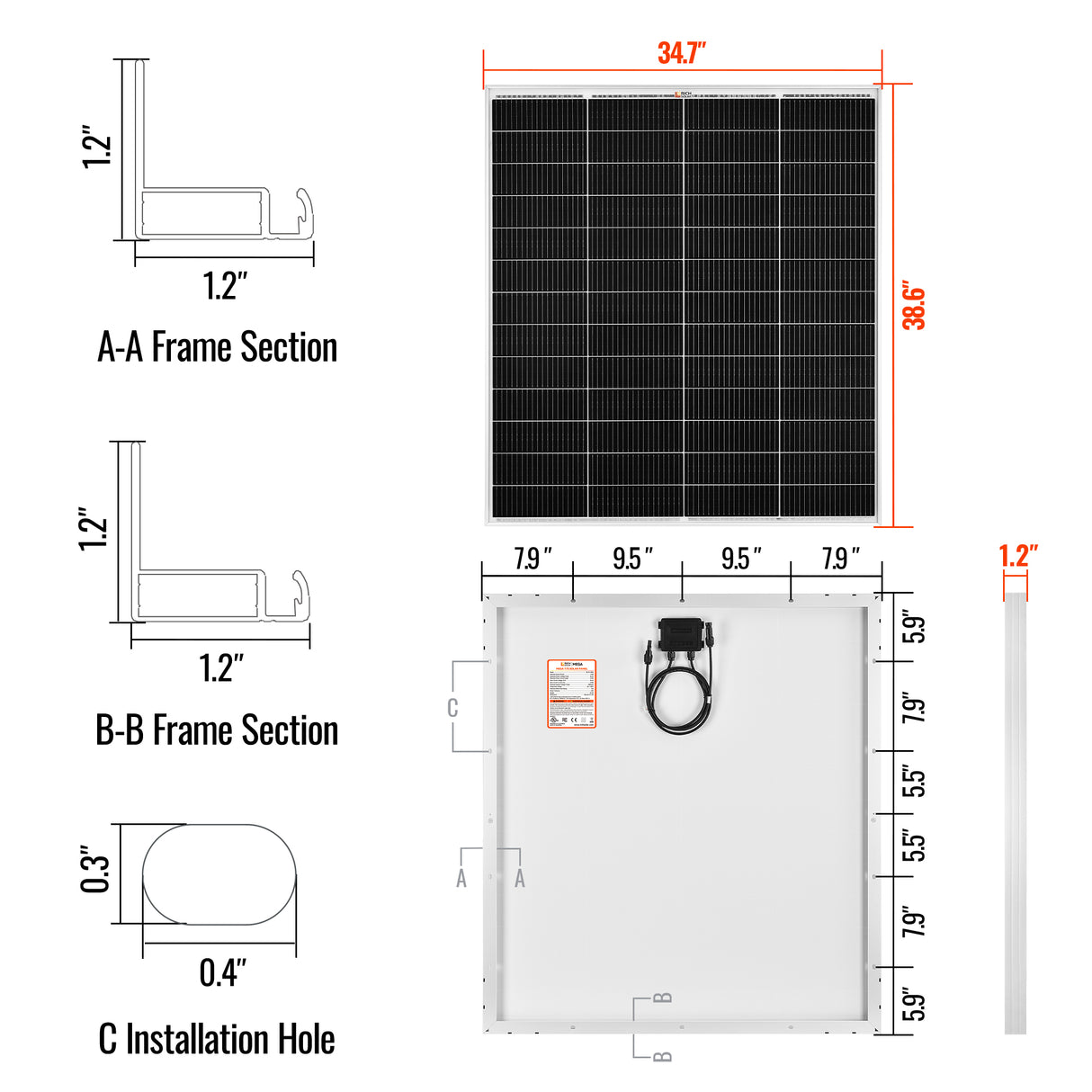 MEGA 175 PRO | 175 Watt Solar Panel | Premier 24V Off-Grid Solar Panel for Vans, Campers, Boats | 25-Year Output Warranty | UL Certified - RICH SOLAR