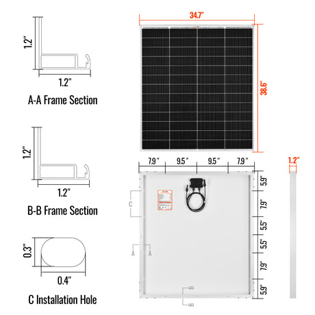 MEGA 175 PRO | 175 Watt Solar Panel | Premier 24V Off-Grid Solar Panel for Vans, Campers, Boats | 25-Year Output Warranty | UL Certified - RICH SOLAR