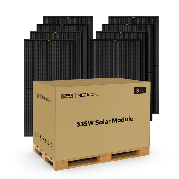 MEGA 335 PRO ONYX | 335 Watt Solar Panel | Premium Grid-tie or Off-grid Solar Panel for Residential, Commercial, Agriculture | 25-Year Output Warranty