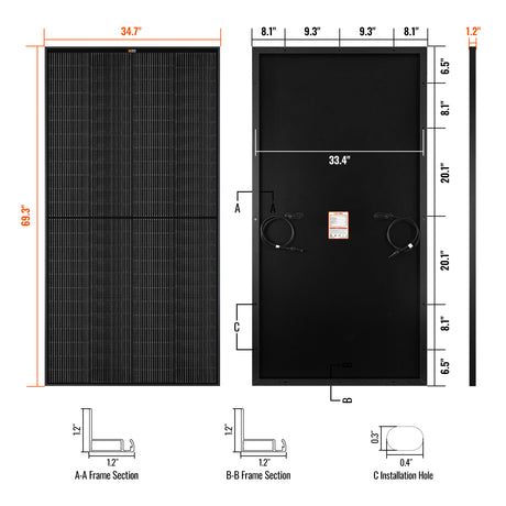 MEGA 335 PRO | 335 Watt Solar Panel | Premium Grid-tie or Off-grid Solar Panel for Residential, Commercial, Agriculture | 25-Year Output Warranty | UL Certified - RICH SOLAR