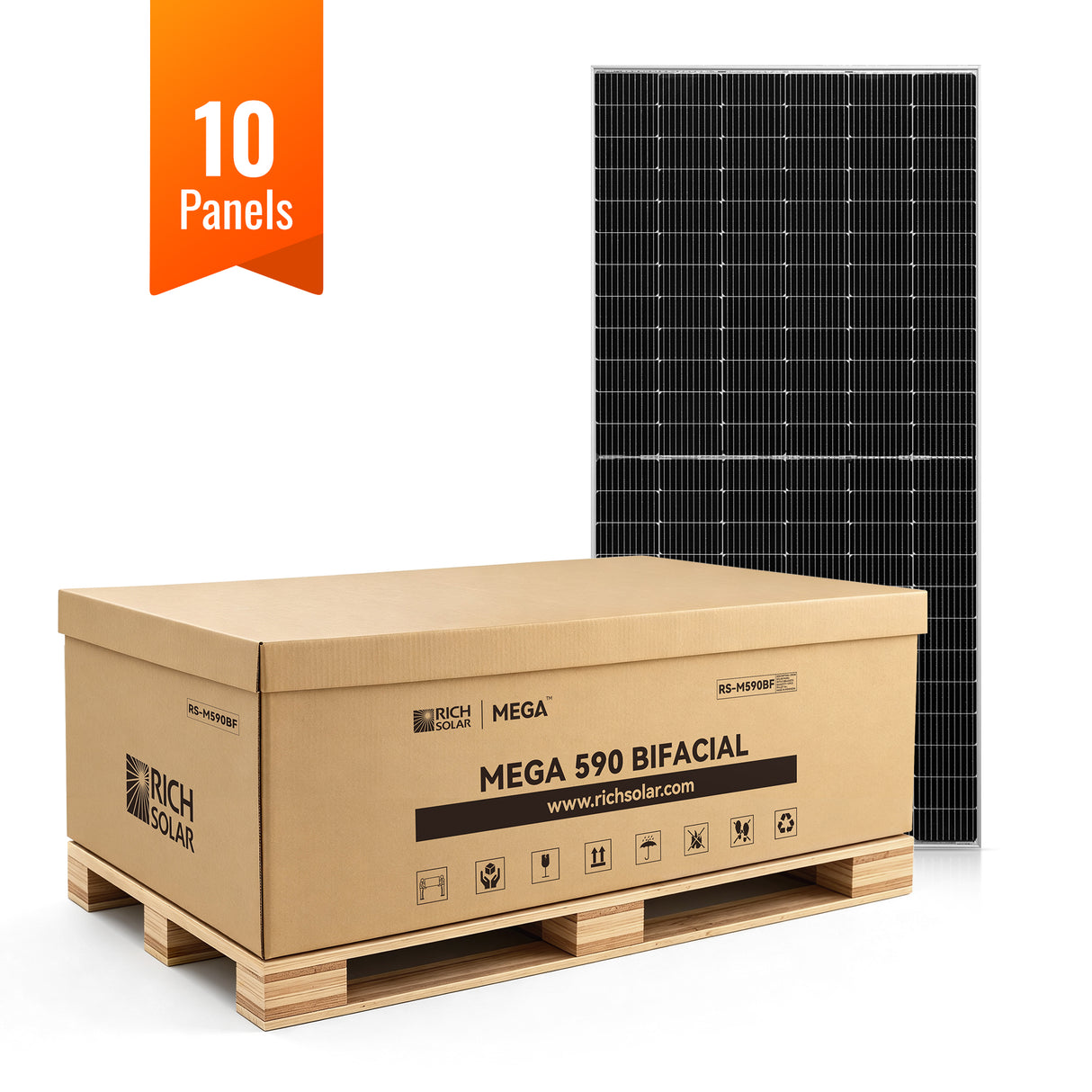 MEGA 590 BIFACIAL | 590 Watt Bifacial Solar Panel | Premium Grid-tie or Off-grid Solar Panel for Residential, Commercial, Agriculture | 25-Year Output Warranty - RICH SOLAR