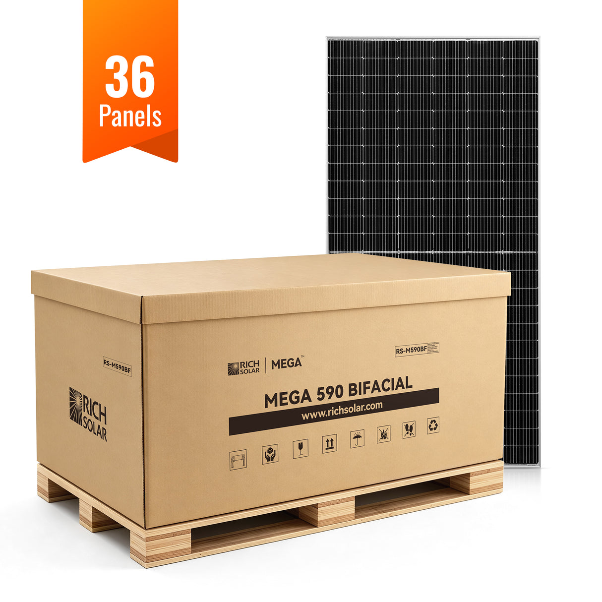 MEGA 590 BIFACIAL | 590 Watt Bifacial Solar Panel | Premium Grid-tie or Off-grid Solar Panel for Residential, Commercial, Agriculture | 25-Year Output Warranty - RICH SOLAR