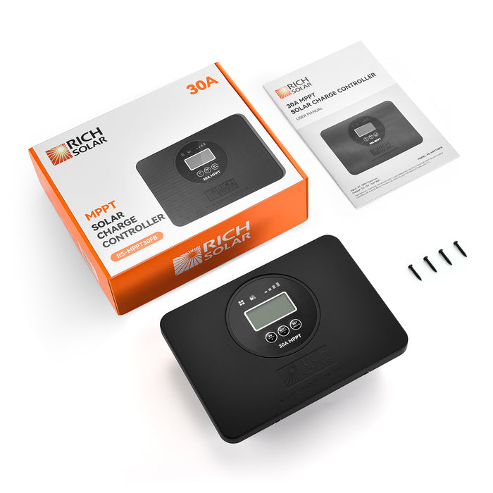 Rich Solar BRAVO PRO 30 app interface paired with controller