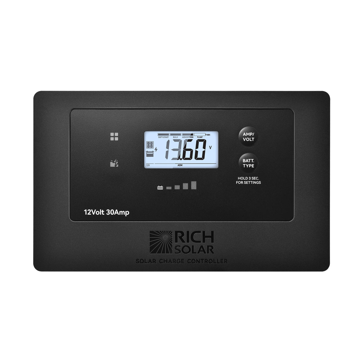 BRAVO AIR 30 | 30A Flush Mount PWM Solar Charge Controller | Bluetooth & Multi-Protection | Premium 12V 30A Controller for RVs, Trailers, Campers, Vans & Boats - RICH SOLAR