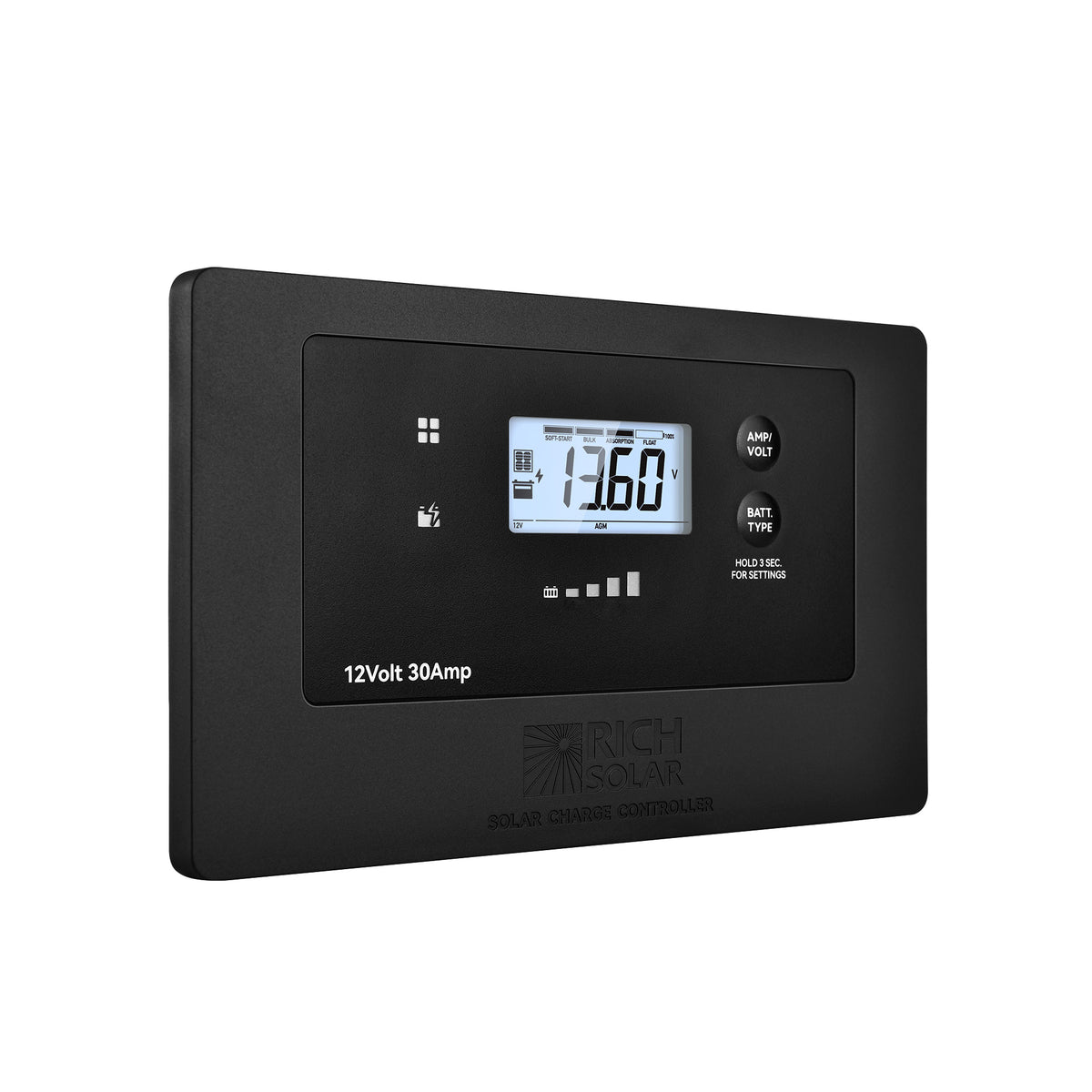BRAVO AIR 30 | 30A Flush Mount PWM Solar Charge Controller | Bluetooth & Multi-Protection | Premium 12V 30A Controller for RVs, Trailers, Campers, Vans & Boats - RICH SOLAR