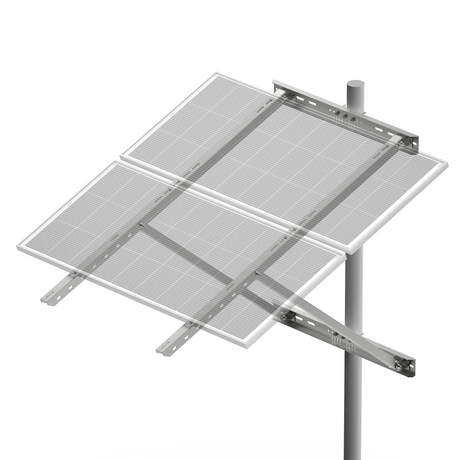 Dual-Panel Adjustable Solar Pole Mount Bracket Kit | 36.6 in Crossbar | 25°–90° Tilt | Supports 100–250W Solar Panels | Fits Poles Up to 5 in - RICH SOLAR