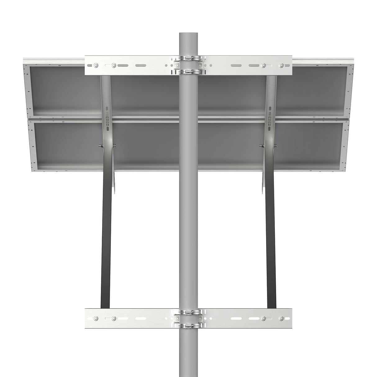Dual-Panel Adjustable Solar Pole Mount Bracket Kit | 36.6 in Crossbar | 25°–90° Tilt | Supports 100–250W Solar Panels | Fits Poles Up to 5 in
