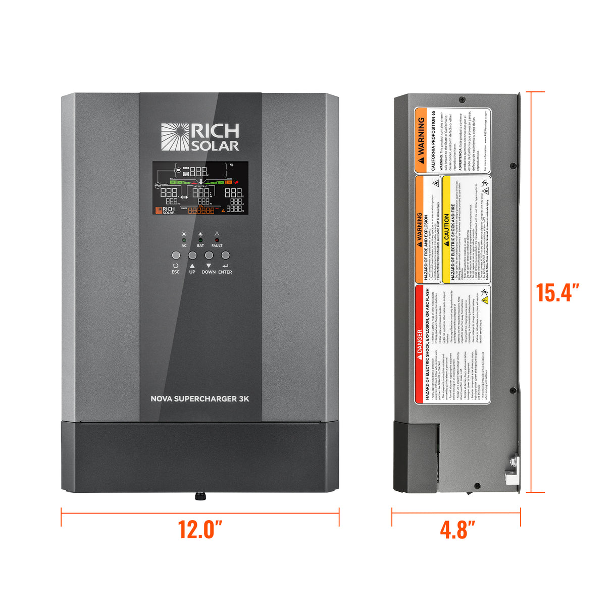 NOVA SUPERCHARGER 3K | 3000W 12V Pure Sine Wave Inverter Charger with Built-in Transfer Switch - RICH SOLAR