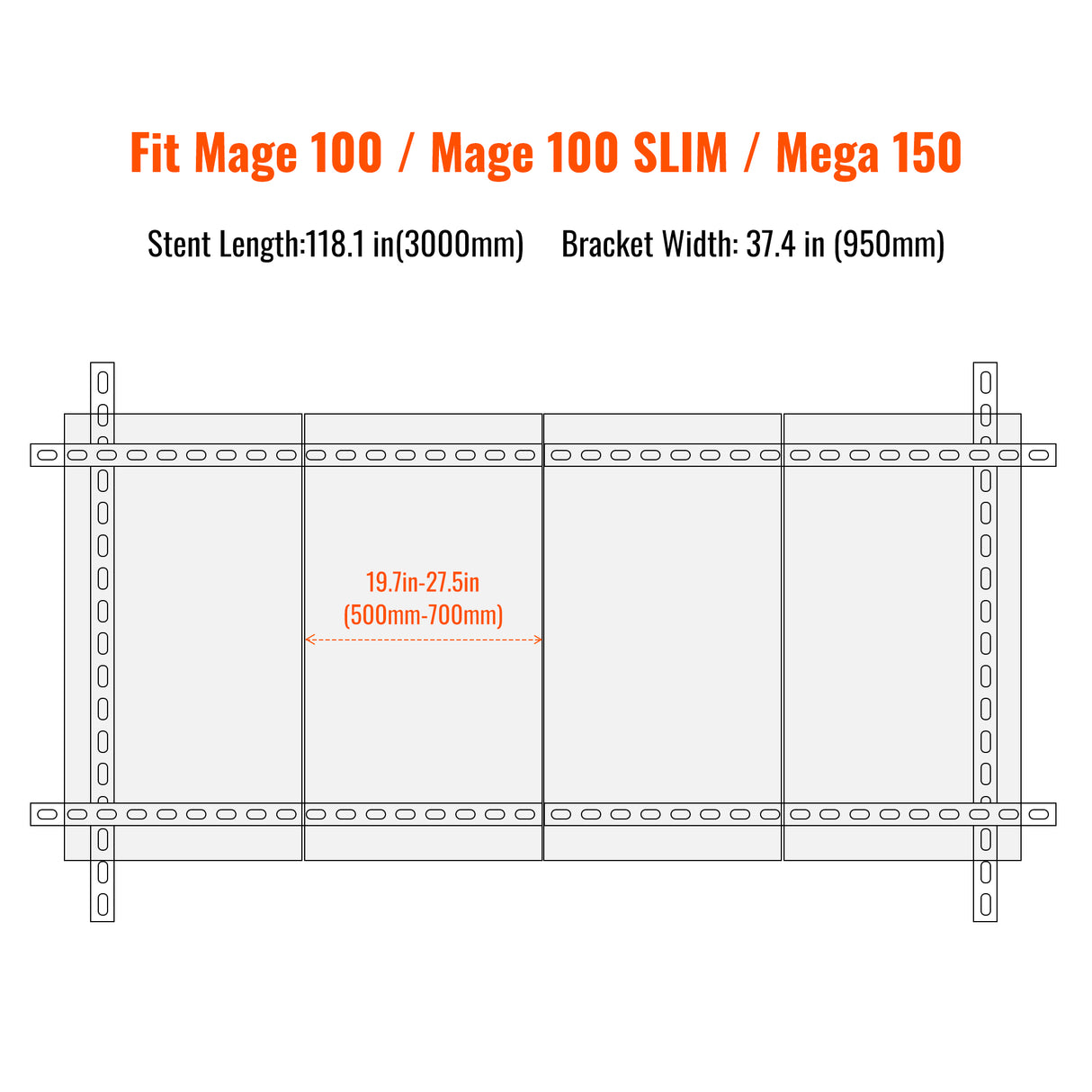 Solar Ground Mount | Fit Mage 100/100 SLIM/Mega 150 | Adjustable, Easy-to-Install Brackets for 1-4 Panels