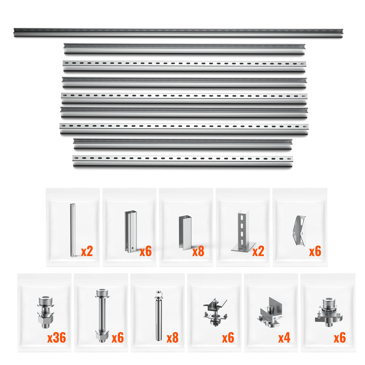 Solar Ground Mount | Fit Mage 200/Mega 220/Mega 250 | Adjustable, Easy-to-Install Brackets for 1-4 Panels