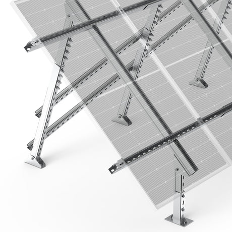 Solar Ground Mount | Fit MEGA 130 SLIM / MEGA 335 / MEGA 410 | Adjustable, Easy-to-Install Brackets for 1-4 Panels - RICH SOLAR