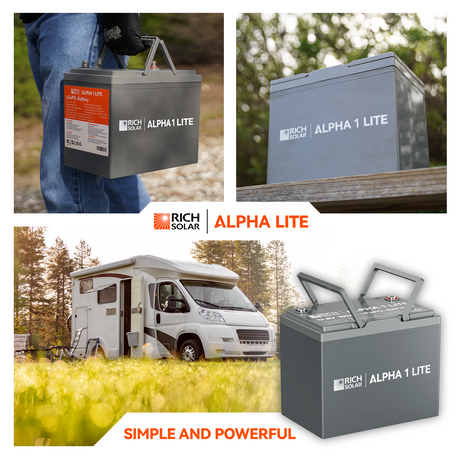 ALPHA 1 LITE | 12V 100Ah LiFePO4 Battery | Lightweight 12V Lithium Battery for RVs, Trailers, Vans, Boats, Off-Grid | 4,000 Lifetime Cycles | Best Value - RICH SOLAR