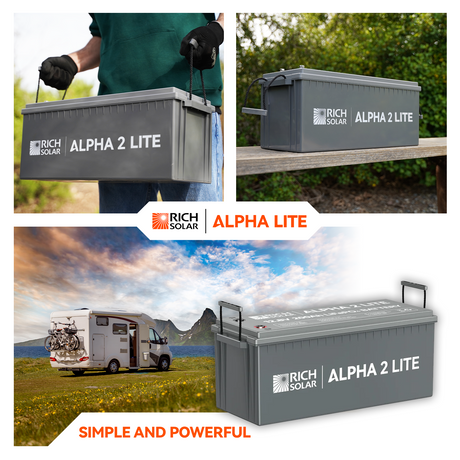 ALPHA 2 LITE | 12V 200Ah LiFePO4 Battery | Best 12V Deep Cycle Lithium Battery for RVs, Trailers, Vans, Boats, Off-Grid | 4,000 Lifetime Cycles | Best Value - RICH SOLAR
