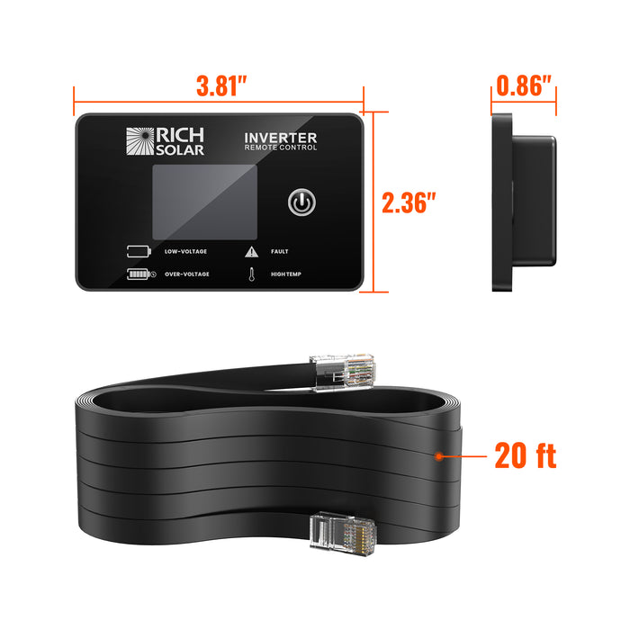 Rich Solar RS-RM01 smart LCD display showing voltage power battery load status