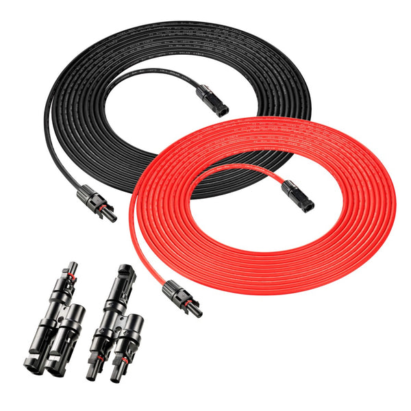 10 Gauge 50 Feet Solar Extension Cable and Parallel Connectors