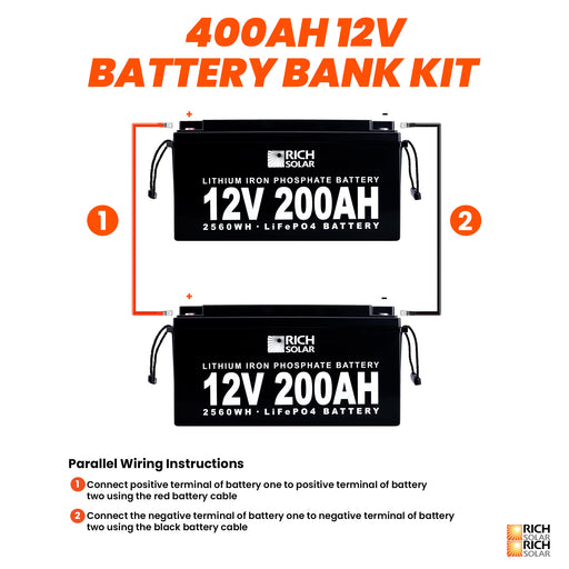 12V - 400AH - 5.1kWh Lithium Battery Bank - RICH SOLAR