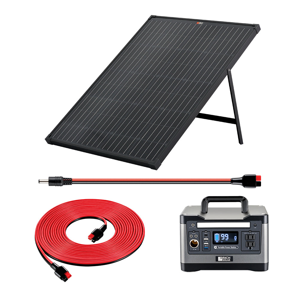 X500 SOLAR GENERATOR KIT 540WH GENERATOR + 100 WATT PORTABLE SOLAR PANEL BLACK - RICH SOLAR